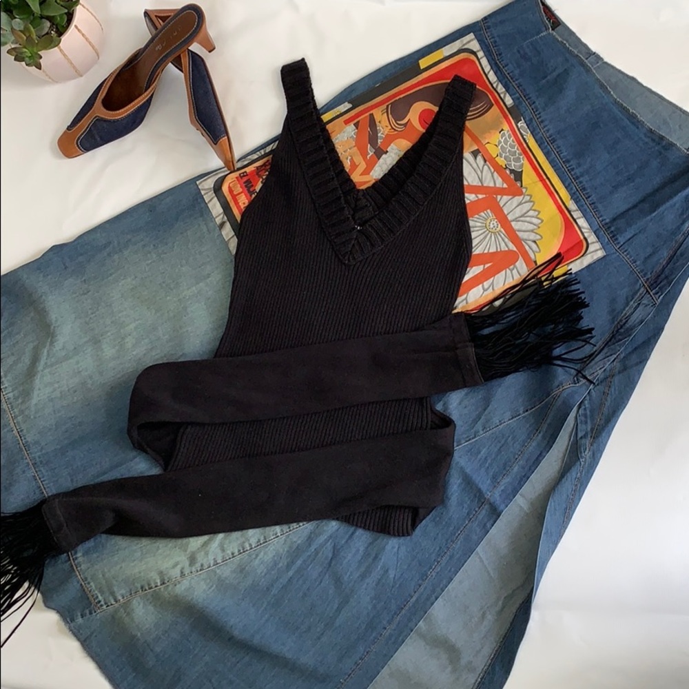 MORGAN DE TOI  Black Scarf Belt Top
